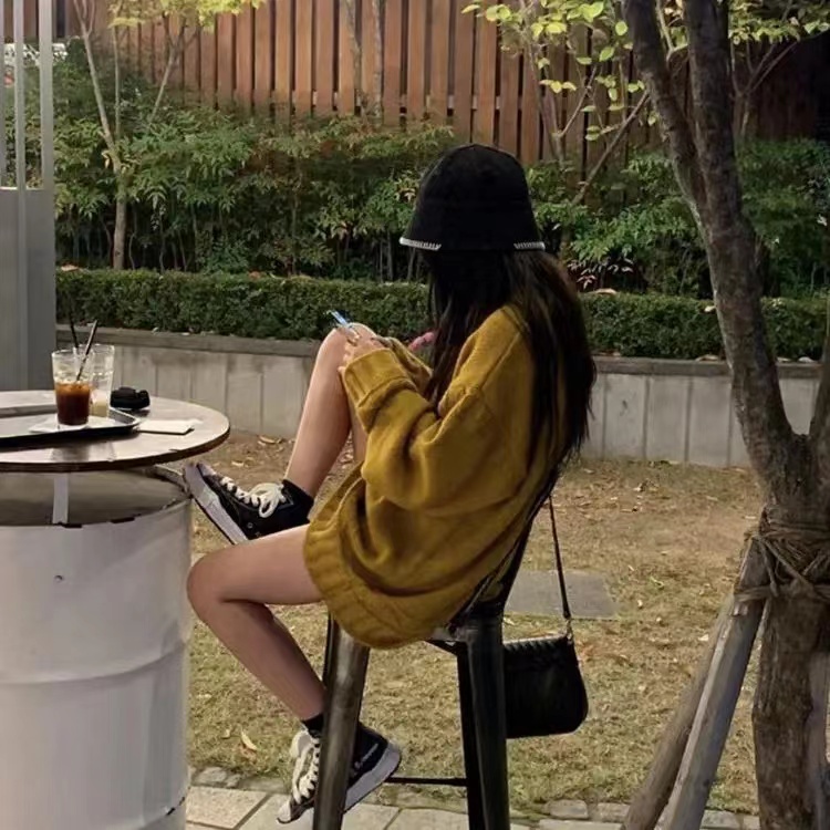 Đen Nón Tai Bèo Chất Liệu Cotton Phong Cách Retro Hàn Quốc Cho Nữ