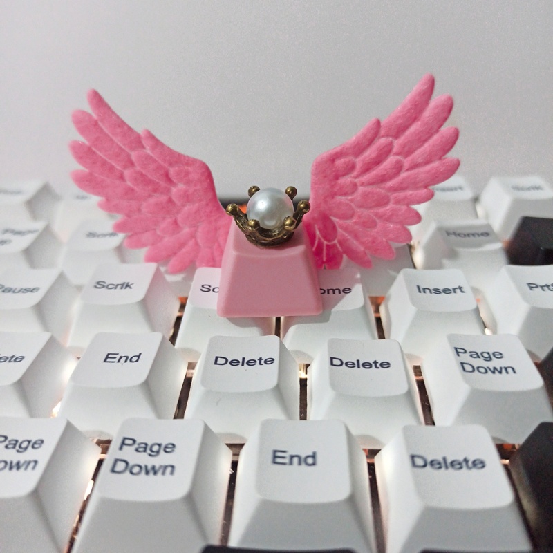 DOU DIY Personalized Keycap Beautiful Girl Angel Wing Pink Cute Keycap Mechanical Keyboard Kids Toys Animation