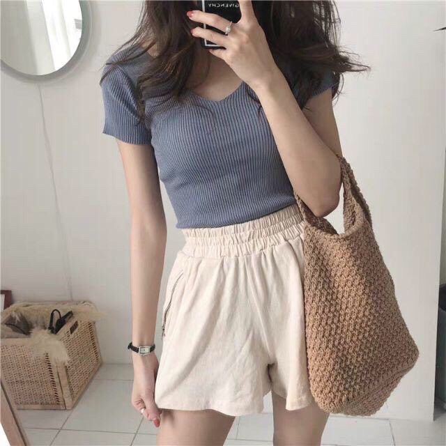 Áo len tăm bigsize hàng Quảng Châu cổ tim cộc tay - Loại 1 AT150 | BigBuy360 - bigbuy360.vn