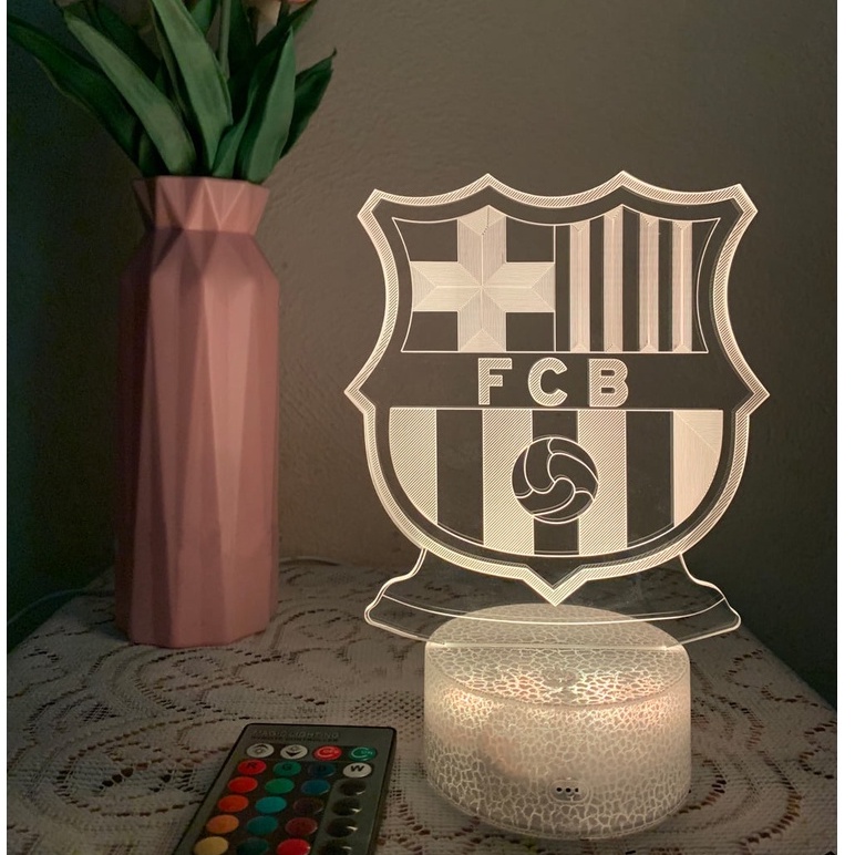Đèn Ngủ Led 3D Logo CLB Bóng đá Barcelona | 16 Màu + Remote | Đèn Led 3D Barcelona trang trí phòng ngủ, để bàn