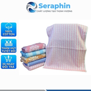 Khăn gội kẻ Seraphin xuất Nhật 100% cotton cực mềm mịn không phai màu thấm nước tốt