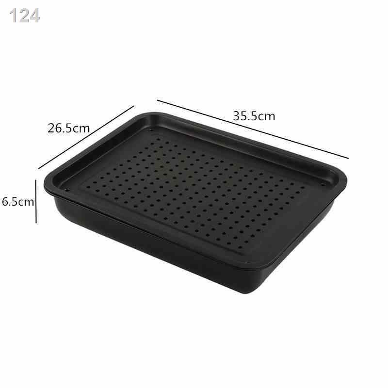 Khay trà inox dày màu đen di động hai lớp đựng nước khay trà khay thoát nước khay hoa quả [