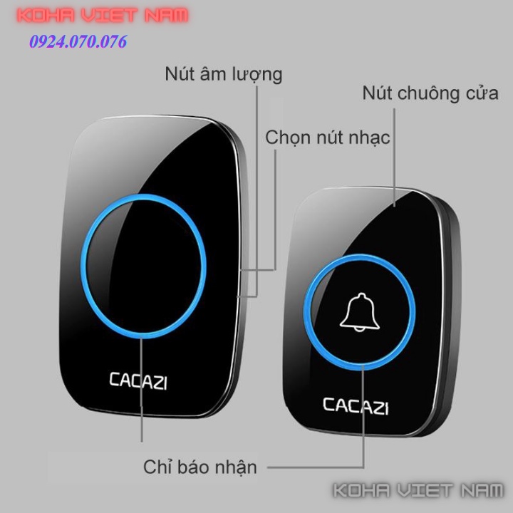 Chuông cửa không dây - Nhập khẩu châu Âu - Màu trắng - Đen