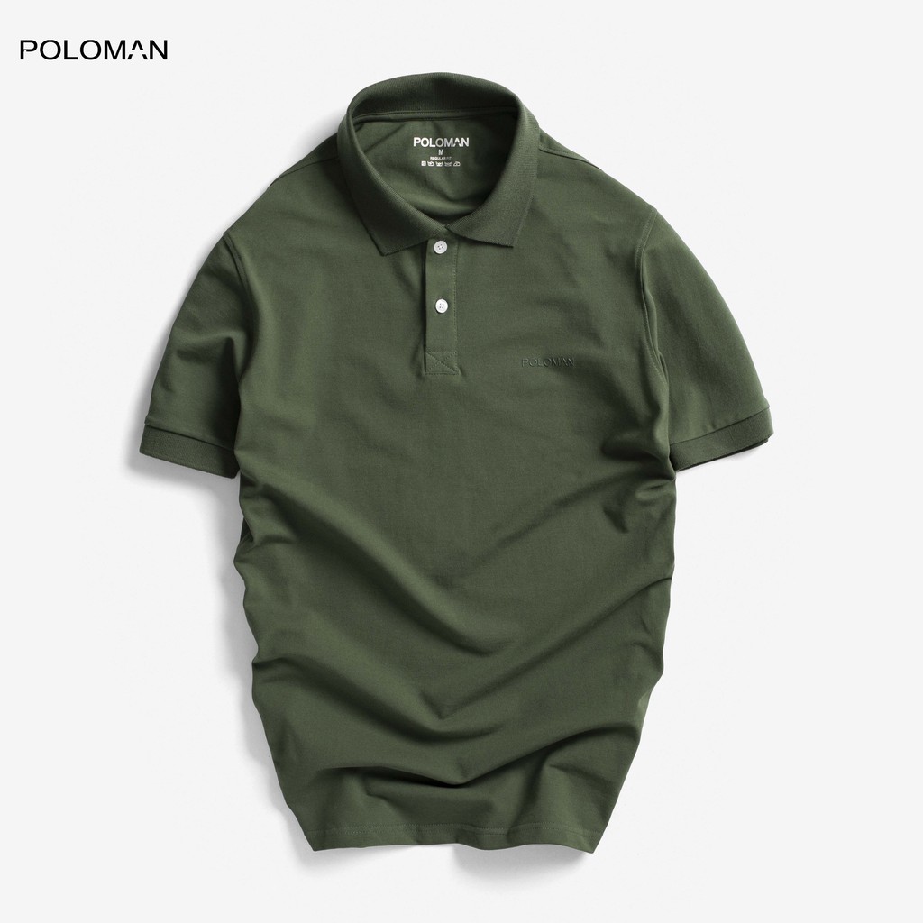 Áo thun Polo nam cổ bẻ vải cá sấu Cotton xuất xịn, chuẩn đẹp, màu Rêu P11 - POLOMAN | BigBuy360 - bigbuy360.vn