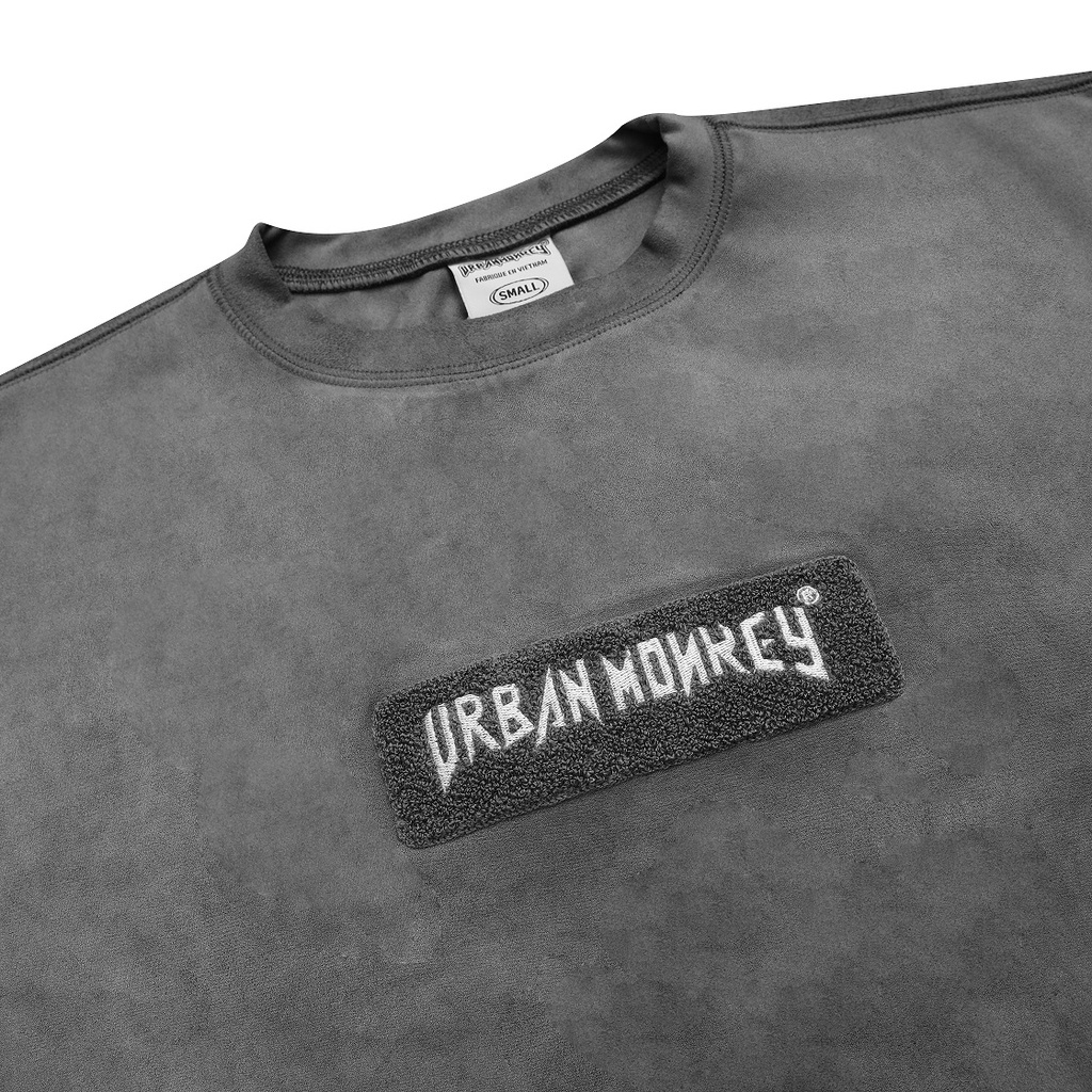 Áo Thun URBAN MONKEY Grey Chất Liệu Da Lộn dày Dặn