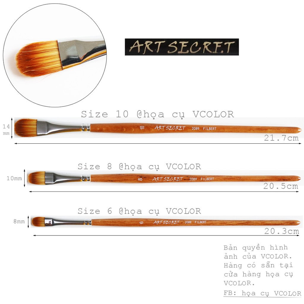 Cọ lưỡi mèo Art Secret sợi nhân tạo - Cọ Art Secret 2089 lưỡi mèo