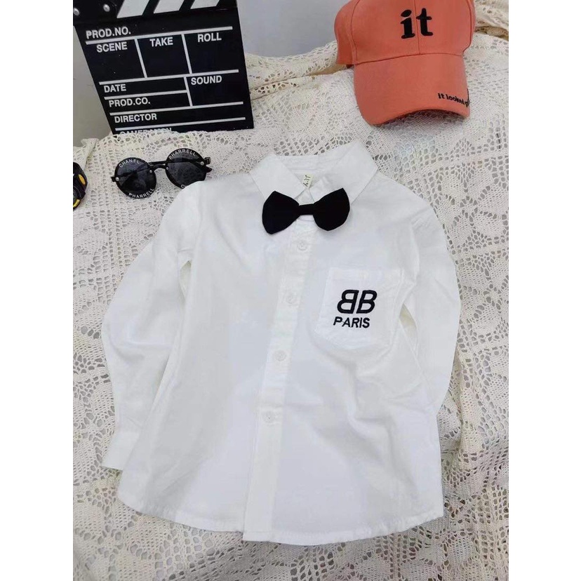 Áo sơ mi trắng dài tay cho bé trai size 3-8 tuổi -mã AT539