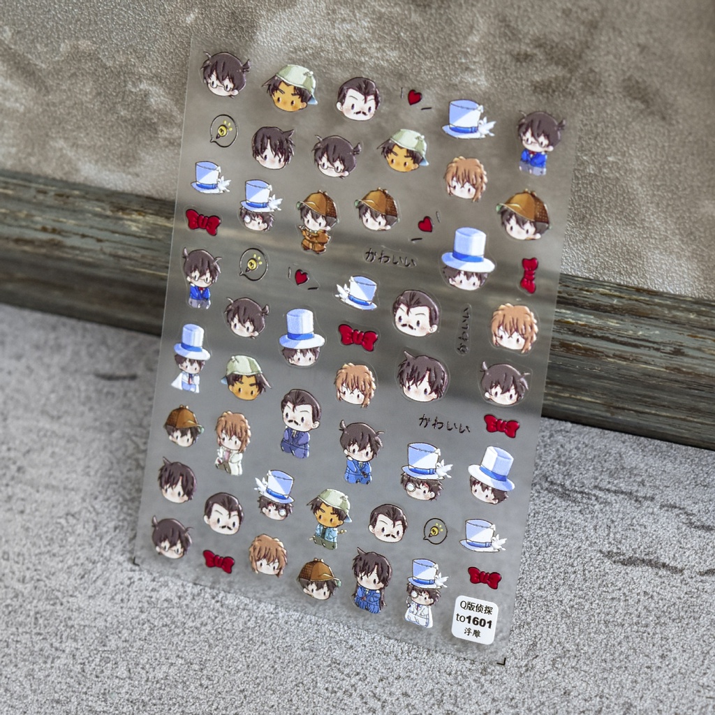 Bộ 1600 Miếng Dán Móng Tay Tự Dính Họa Tiết Hoạt Hình Conan 5d Kiểu Nhật Bản Dễ Thương