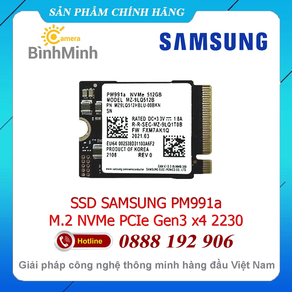 Ổ Cứng SSD 256GB 512GB PM991a M2 NVMe PCIe Gen3 x4 2230 - BH 3 Năm