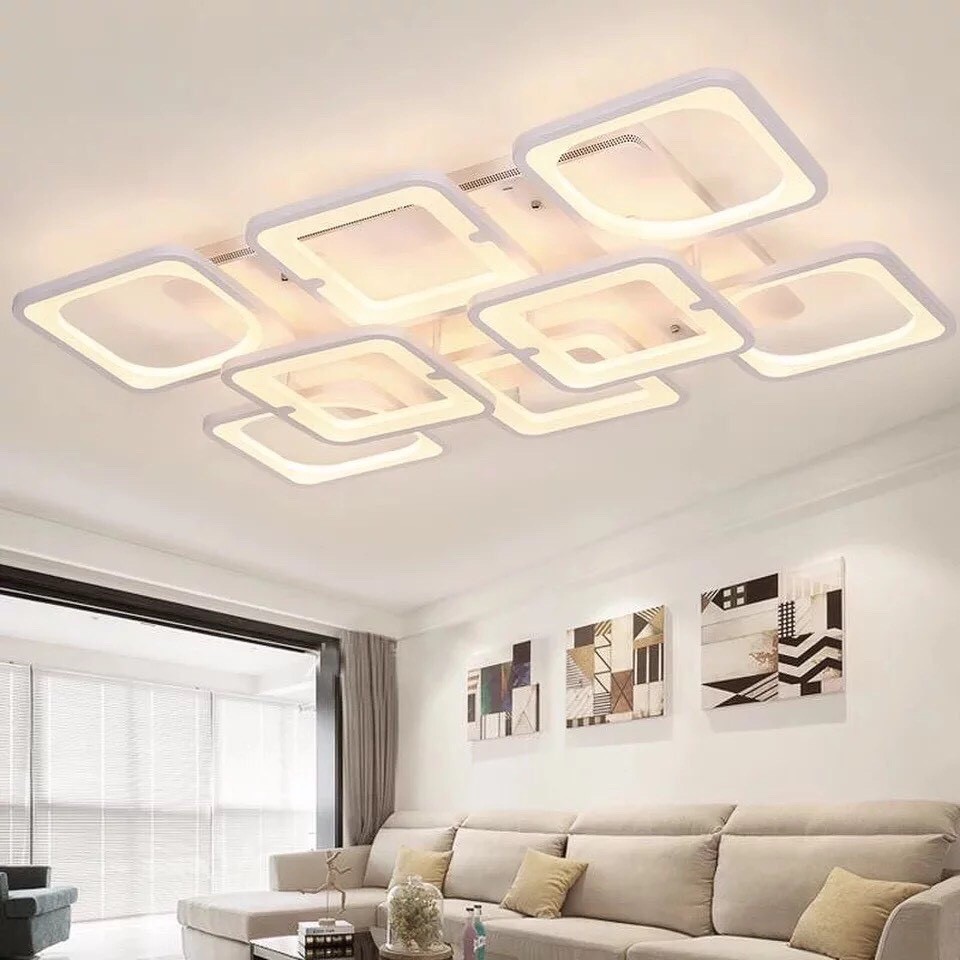 (Bảo hành 2 năm) Đèn LED ốp trần hình chữ nhật 8 cánh vuông, đèn trang trí hiện đại 3 chế độ ánh sáng,tặng kèm điều