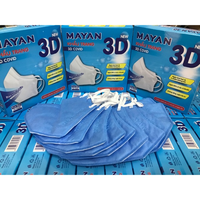 Khẩu Trang Mayan 3D Mask Chống Bụi PM 2.5 Hộp 10 Miếng (Loại 5 lớp Vải không dệt SSMMS)