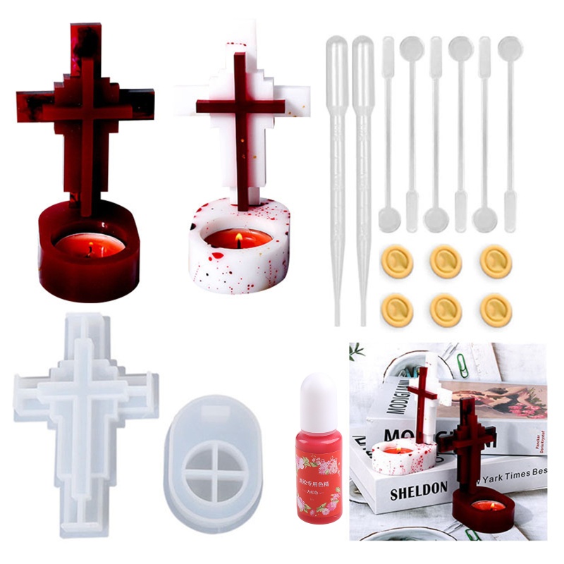 Bộ Khuôn Silicone Làm Chân Nến Resin DIY