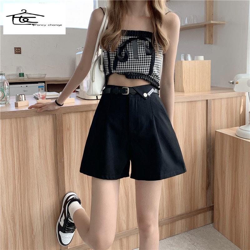 Quần Short Ống Rộng Lưng Cao Phong Cách Hàn Quốc Thời Trang Mùa Hè Hàng Mới Dành Cho Nữ 2022