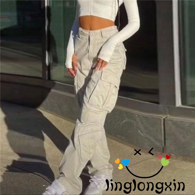 Quần Cargo Linglongxi2-Dourbesty Y2k Phong Cách Vintage Thời Trang Cho Nữ 90 00s