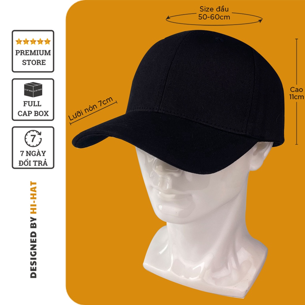 Nón kết đen trơn - Mũ kết nữ nam cao cấp full box phong cách thời trang ulzzang đóng Full Box của Hi-hat Store