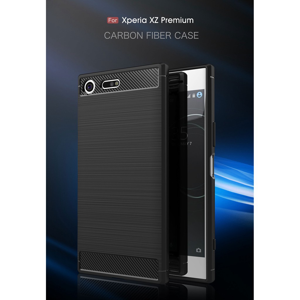 Ốp điện thoại silicon phủ sợi carbon chống va đập cho Sony Xperia XZ Premium