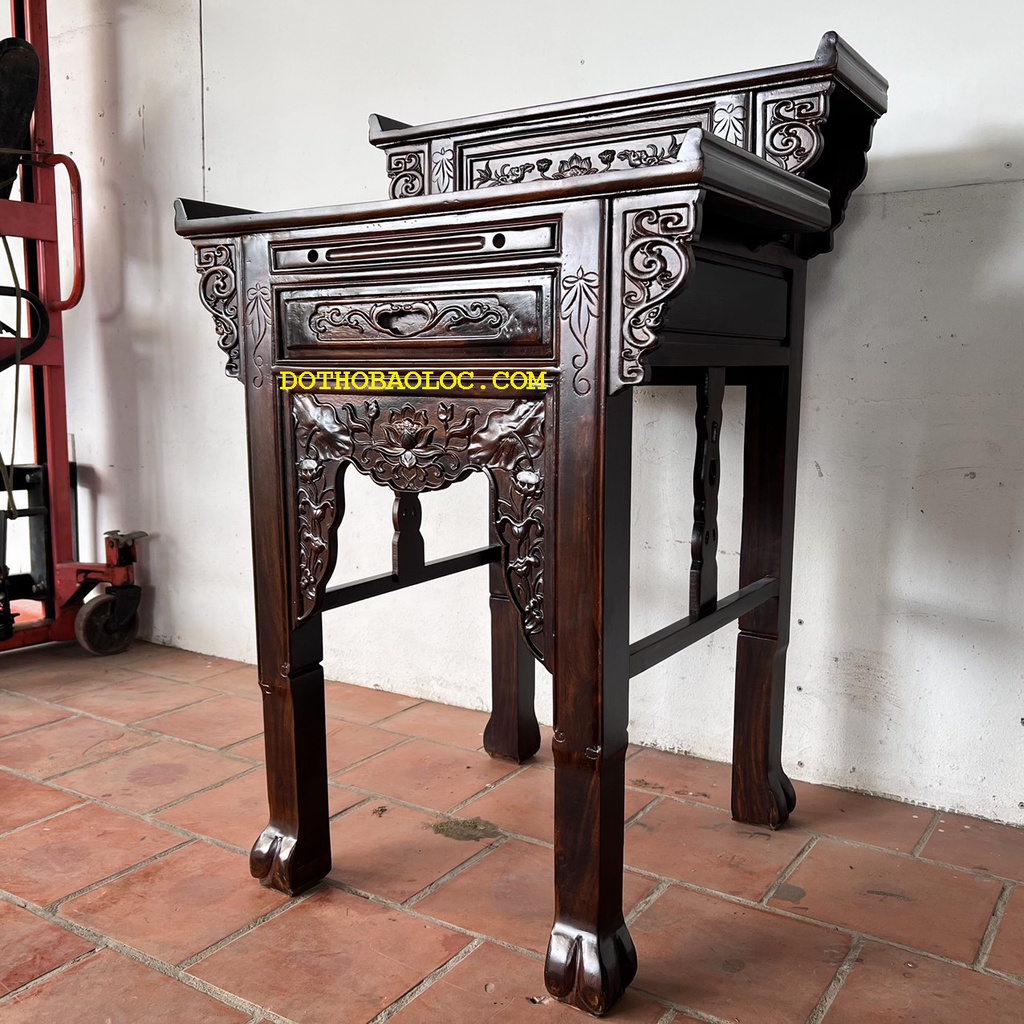 Bàn thờ gia tiên gỗ muồng 2 tầng ngang 88cm