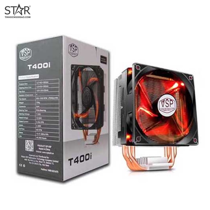 Tản nhiệt CPU VSP T400i (Tản 4U - Fan LED 12cm)