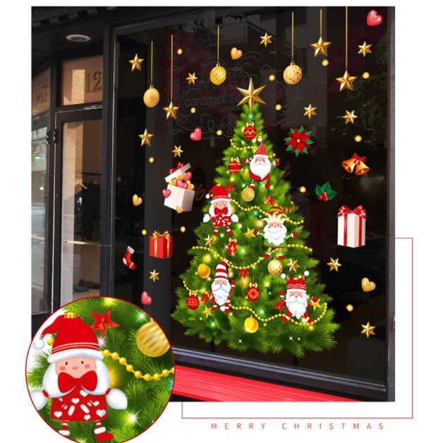 Decal dán tường Cấy thông Noel xanh lớn