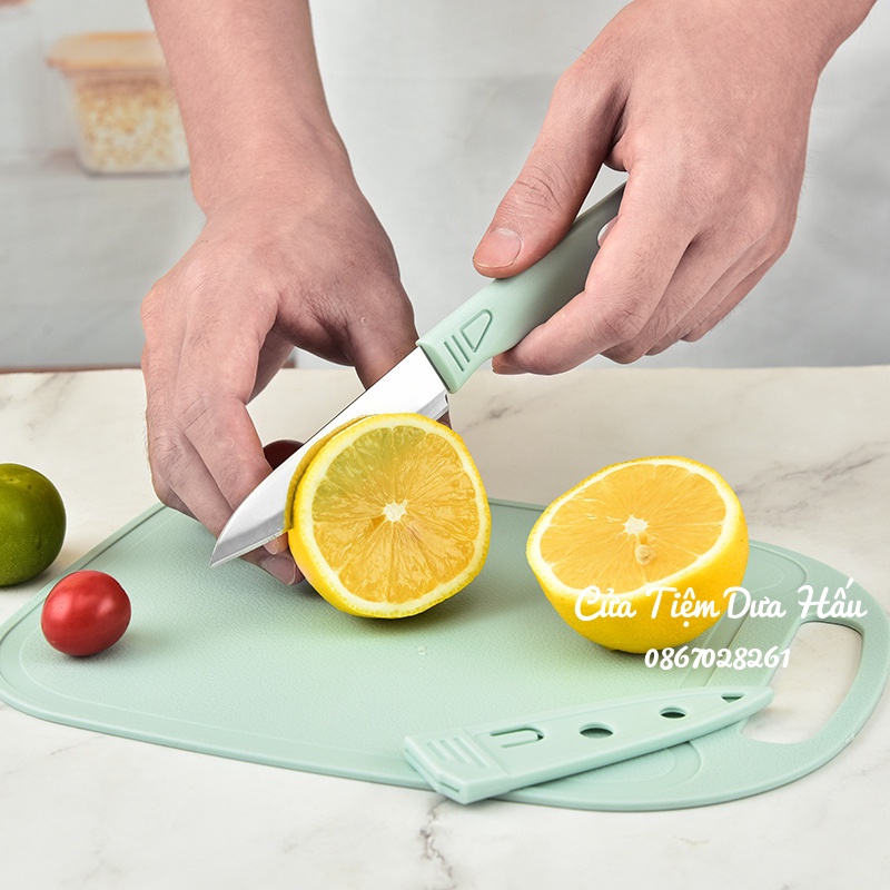 [Trọn Bộ 5in1] Bộ dao thớt nhựa cao cấp tiệt trùng, dụng cụ chế biến đồ ăn dặm cho bé, đồ dùng ăn dặm vệ sinh sạch sẽ