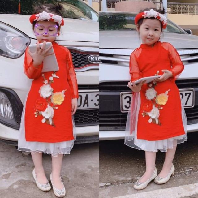 Áo dài gấm cho pé