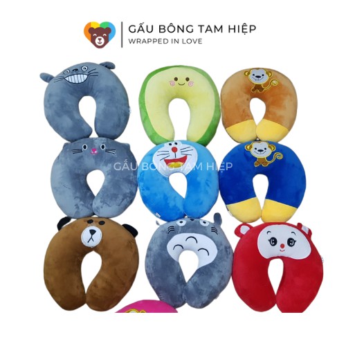 Gối kê cổ gối chữ U gối văn phòng (được chọn mặt) Chất liệu vải nhung mềm mịn nhồi bông gòn