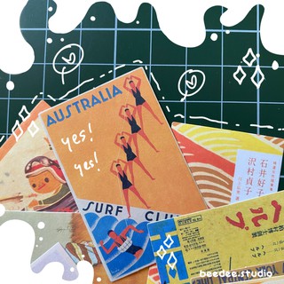 Set 10 tấm sticker retro chủ đề câu chuyện Nhật bản