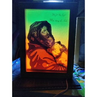 Tranh đèn handmade mẹ Maria