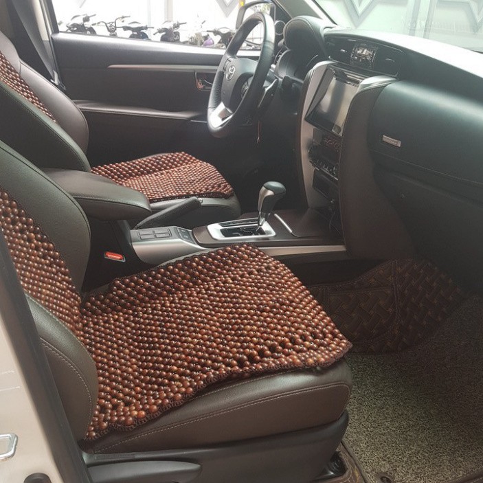 Sản Phẩm Đệm hạt gỗ tựa lưng massage ô tô 100% gỗ Trắc tự nhiên nguyên mộc, đan kết diềm mép cao cấp .