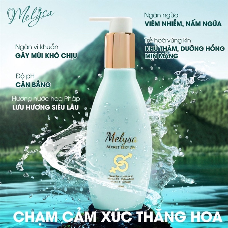 Gel vệ sinh hương nước hoa Pháp Melysa -  (unisex)- Vệ sinh - Kháng Khuẩn - Làm hồng vùng kín nam nữ.