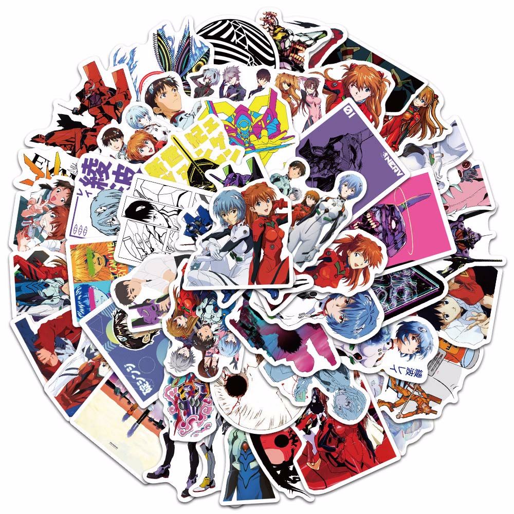 Miếng Dán Pvc Chống Thấm Nước Họa Tiết Anime Evangelion Dùng Trang Trí Vali / Laptop