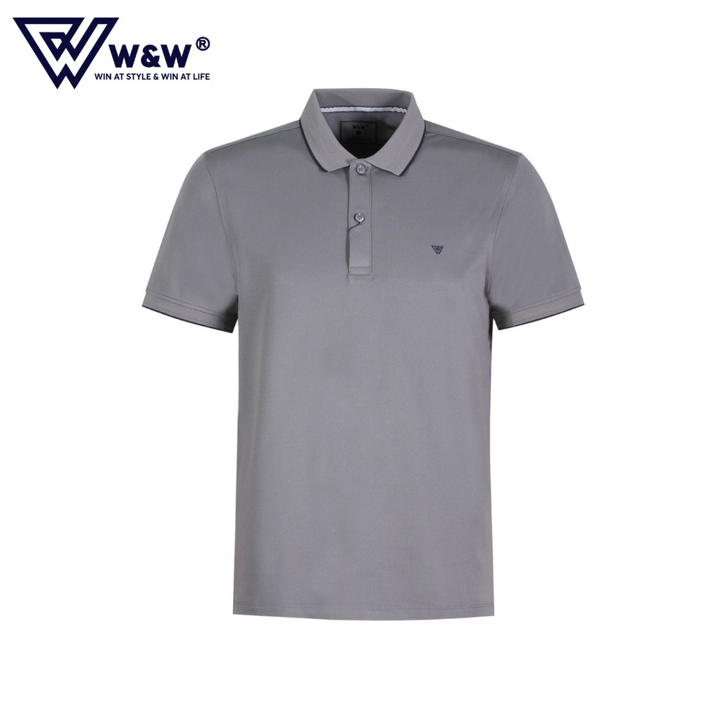 Áo Thun Nam Polo W&amp;W Dáng Regular Fit- Cổ Áo Không Chân Thiết Kế Hai Cúc, Áo Polo Nam Thoáng Mát, Thấm Hút Tốt WPO41R