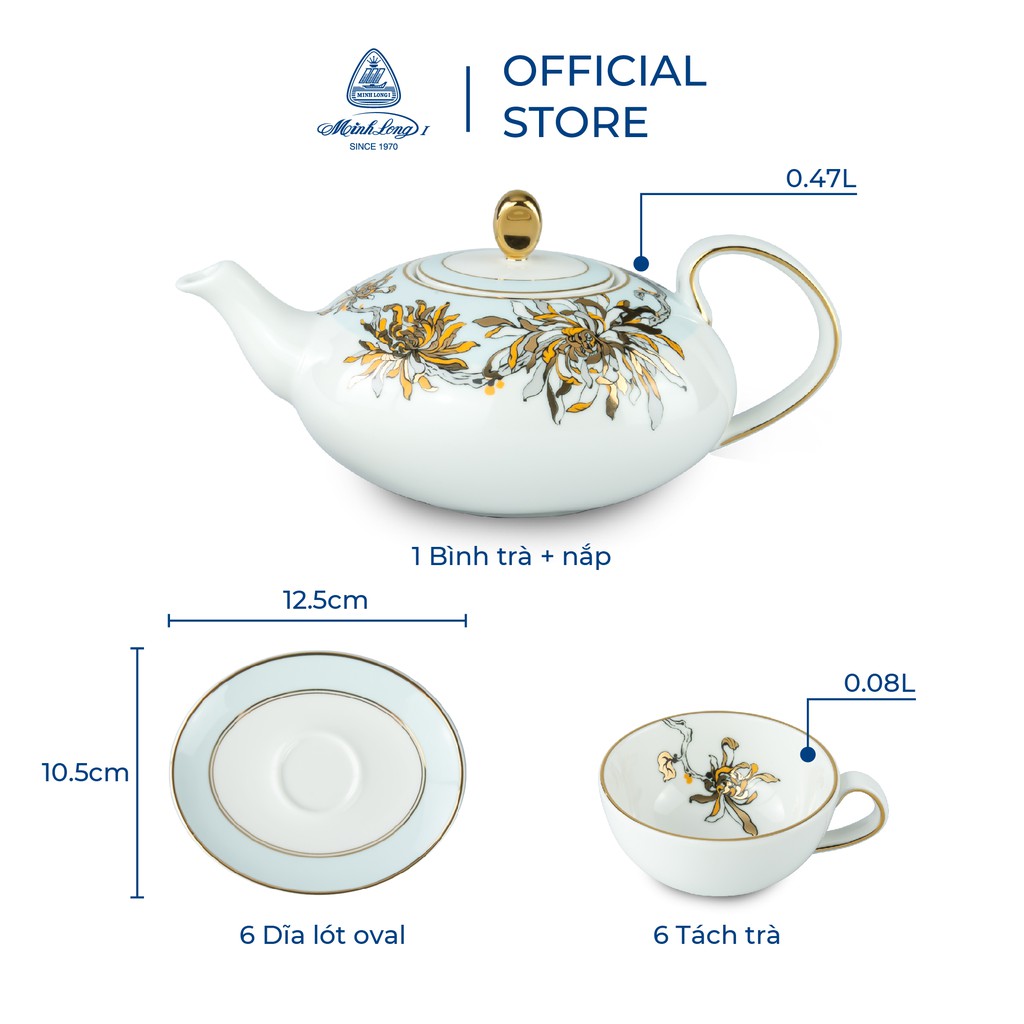 Bộ Ấm Trà Sứ Minh Long 0.47 L - Anna Elip - An Nhiên
