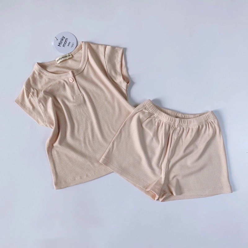 Set bộ bé gái, bé trai thun gân Minky mom