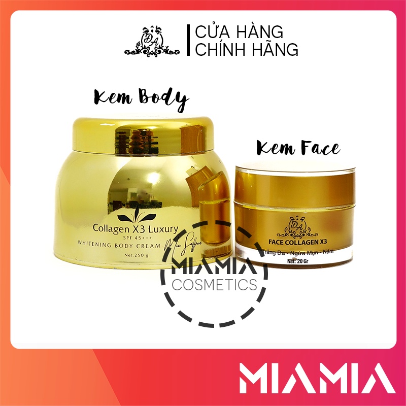 Combo Kem Body Collagen X3 Luxury và Kem Face Colagen X3 chính hãng Đông Anh