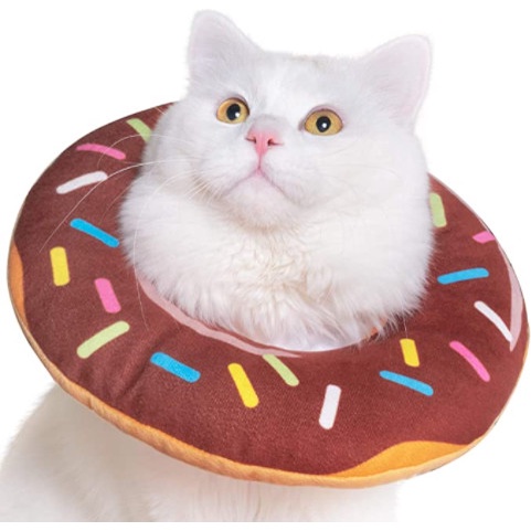 [HCM] Vòng cổ chống liếm dành cho chó, cho mèo, cho thú cưng hình cái bánh donut socola siêu dễ thương
