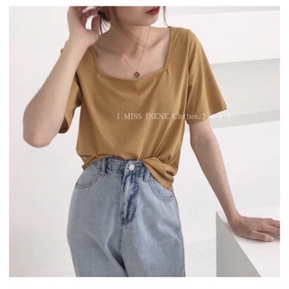 Áo thun giấy basic cổ vuông