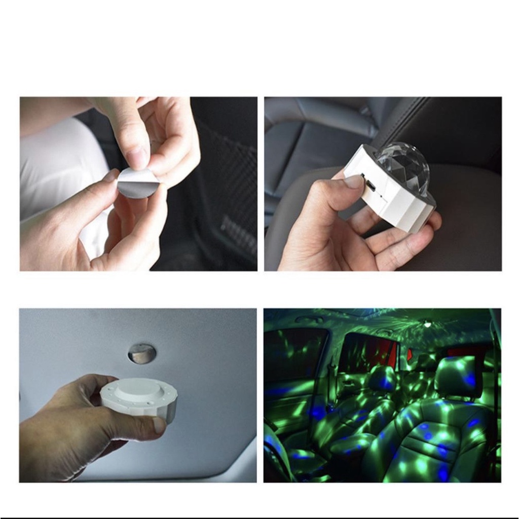 Đèn Led Cho Ô Tô Cảm Biến, Tự Động Nhấp Nháy Theo Nhạc – Sạc Pin Cổng USB-Trang trí ô tô phòng khách