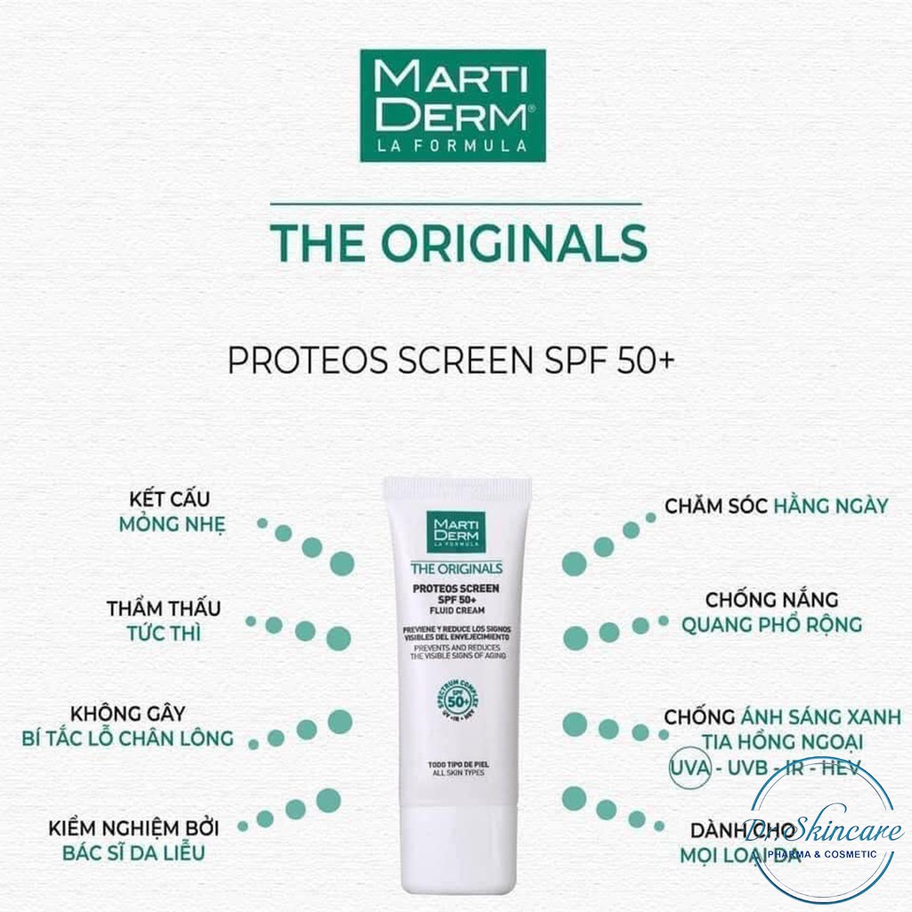 Kem chống nắng MartiDerm The Originals Proteos Screen SPF50+ Fluid Cream 40ml