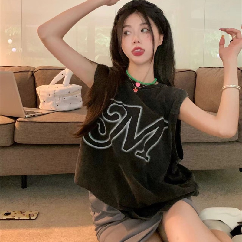 Áo Thun Sát Nách Dáng Rộng Thời Trang Hip Hop Cá Tính Cho Nữ