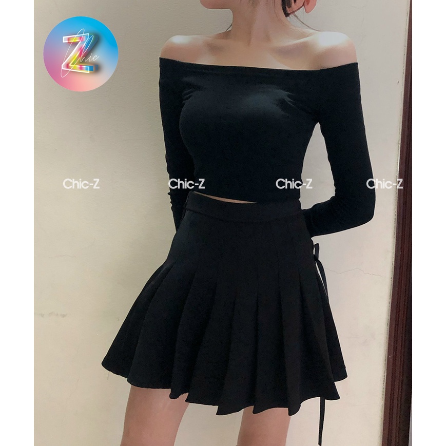 Áo Croptop Nữ Tay Dài Trễ Vai, Ngang Vai, Vải Thun Zip Cotton 100% Ôm Body, Hack Dáng Co Giãn 4 Chiều Nhà Chic-Z 2022