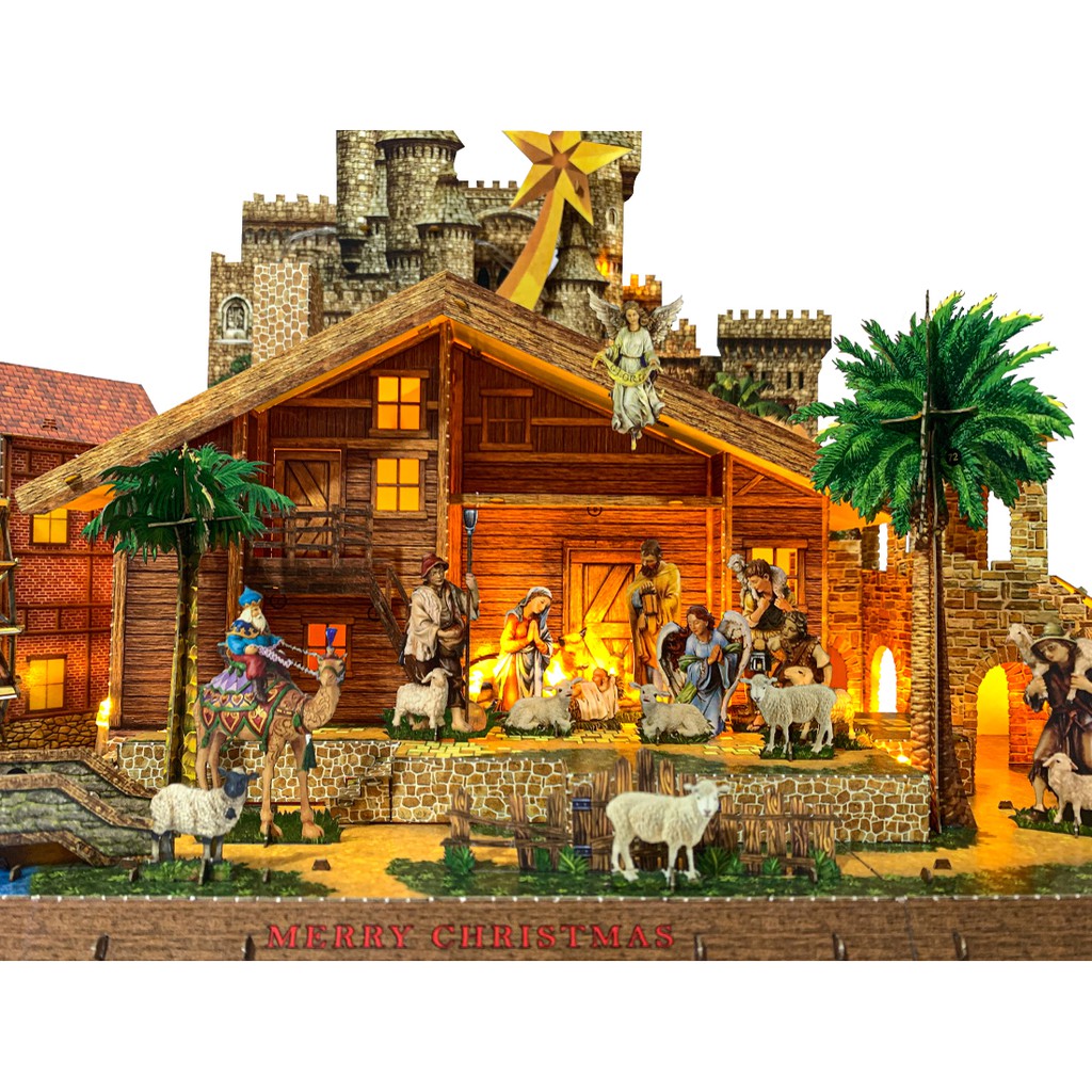 Mô hình Hang Đá Giáng Sinh 3D trang trí Noel 48x23x33cm