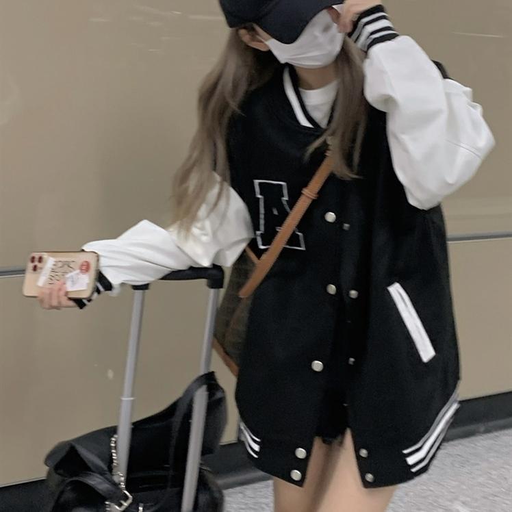 COZOK Áo khoác bóng chày nữ màu sắc retro