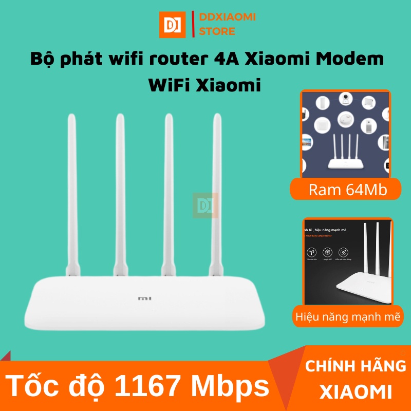 Bộ phát wifi router 4A Xiaomi Modem WiFi Xiaomi 4A - 2 Băng tần wifi 2.4G và 5G - Tốc độ 300Mbps - Hỗ trợchuẩn IPv6*