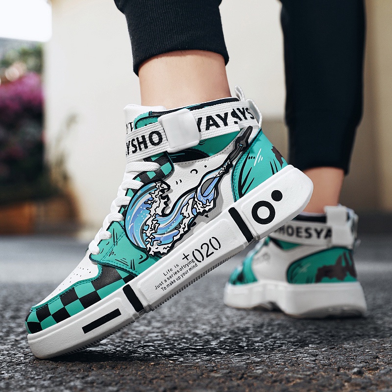 Giày thể thao nam in họa tiết hoạt hình Demon Slayer Tanjirou Kimetsu no Yaiba size 31~44