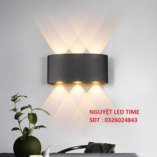 Đèn gắn tường ngoài trời, trong nhà hắt sáng 2 đầu hắt 8 tia