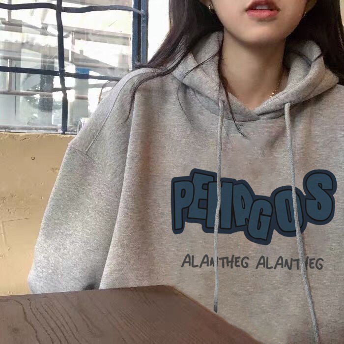 Áo Hoodie Tay Dài Dáng Rộng Lót Nhung Dày Dặn Thời Trang Thu Đông Cho Nữ