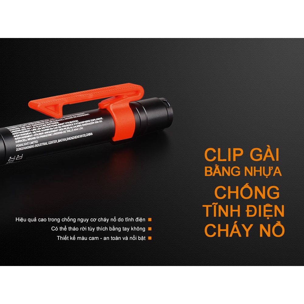 Đèn pin công nghiệp FENIX WF05E độ sáng 85 lumen tầm chiếu xa 54m chống cháy nổ sử dụng 2 pin kiềm AAA
