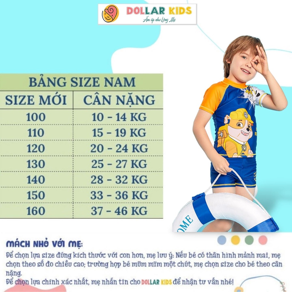 Đồ Bơi Bé Trai Size Đại Dollar Kids Cho Bé Từ 10kg đến 46kg