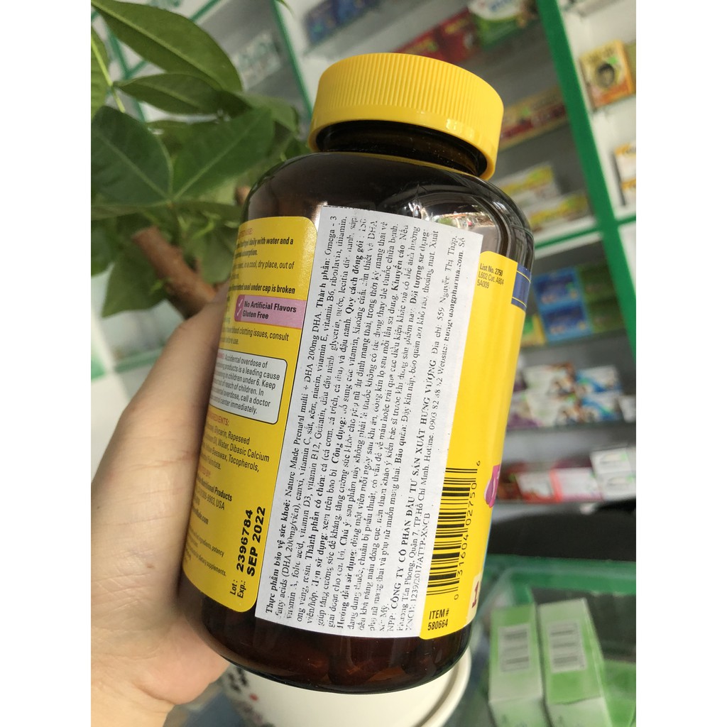 [HÀNG NHẬP KHẨU] Vitamin Bà Bầu Prenatal  Multi + DHA 200mg Nature Made Mỹ 150 Viên